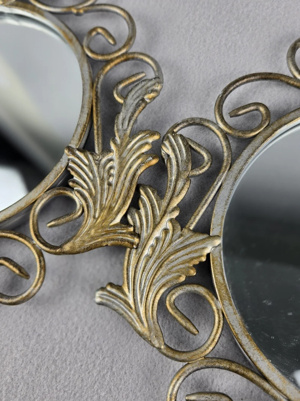 Vintage Home Interiors Metal Wall Mirror Pair – Ornate Gold/Bronze